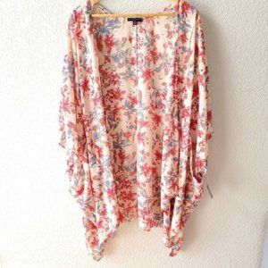 New Signature Studio plus pink red lightweight kimono cover up 2X
